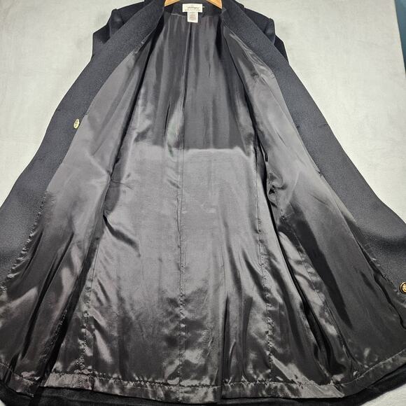 Worthington Overcoat Womens 12 Petite Wool Blend Black Double Breasted Trench - Picture 6 of 16